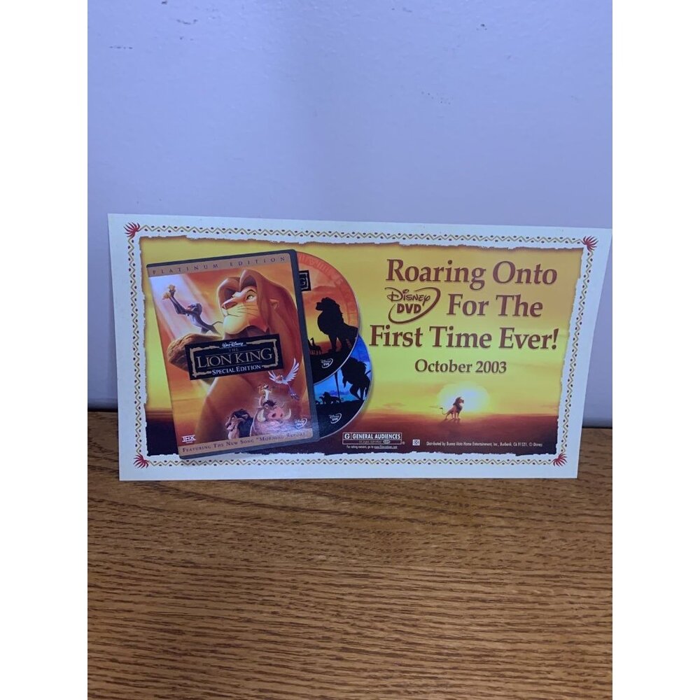 Vintage lion king dvd paper ad insert Disney 2003